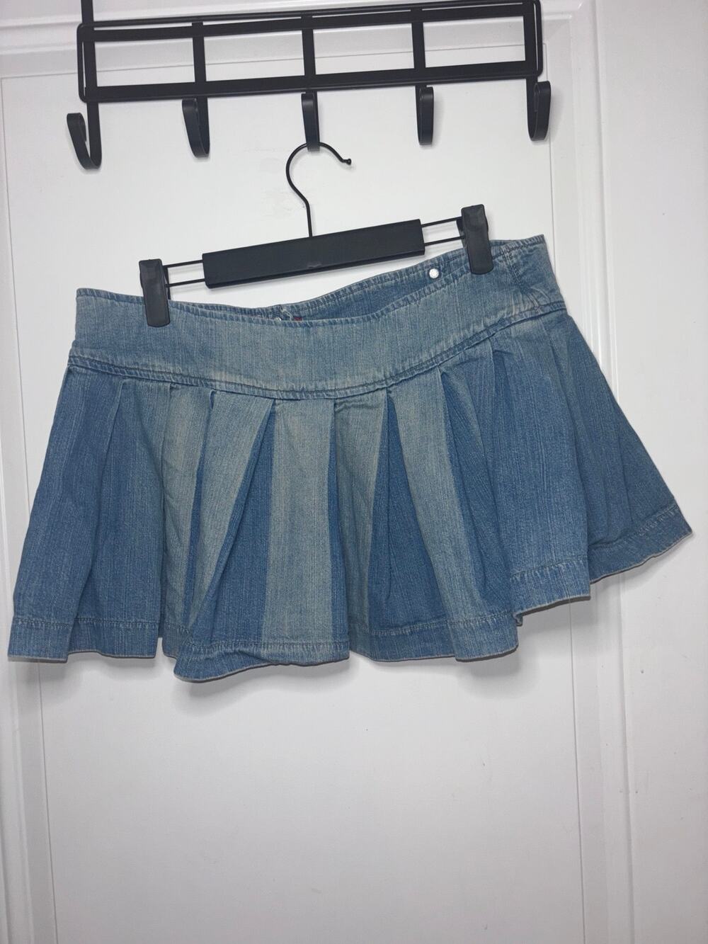 Miss Sixty Y2K Pleated Denim Micro Mini Skirt Low Rise Jean Skirt